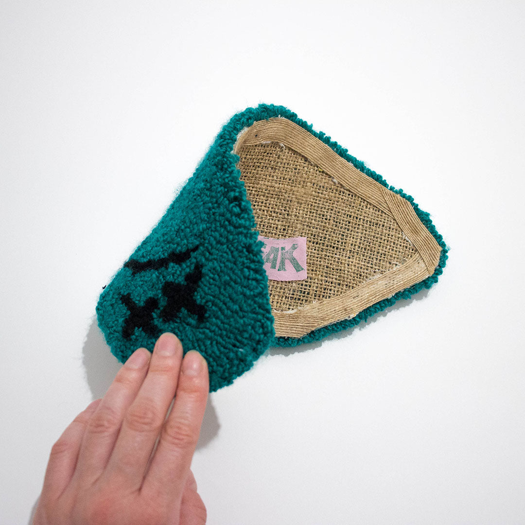 'Green Blob' - Green Handmade Wall Rug