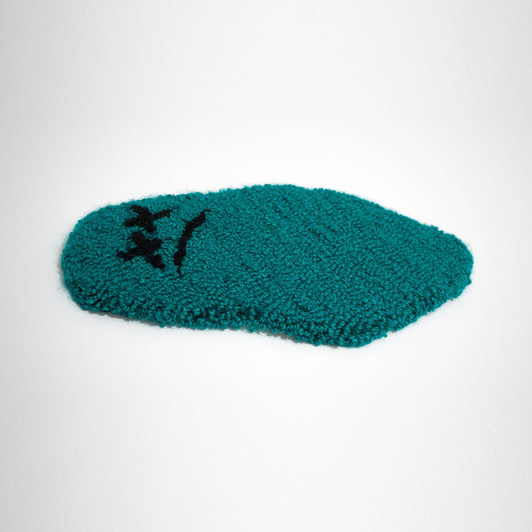 'Green Blob' - Green Handmade Wall Rug